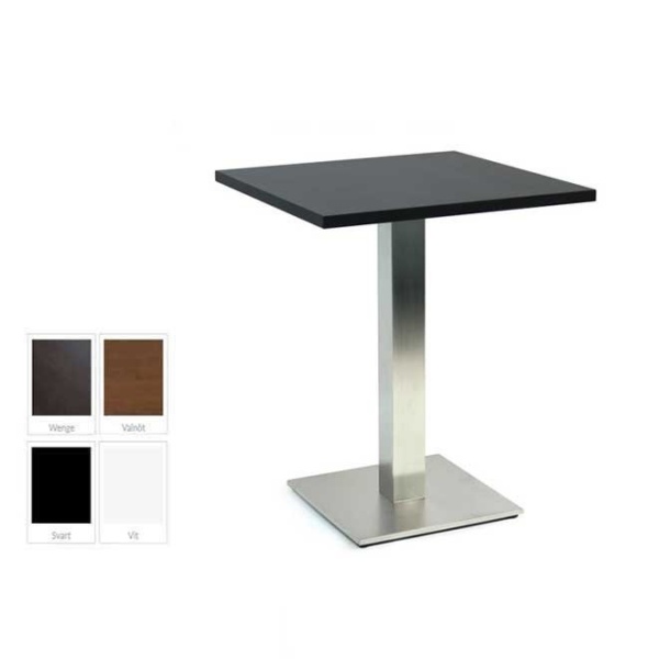 Flat kvadrat komplett bord i borstat stål, 60 x 70 cm