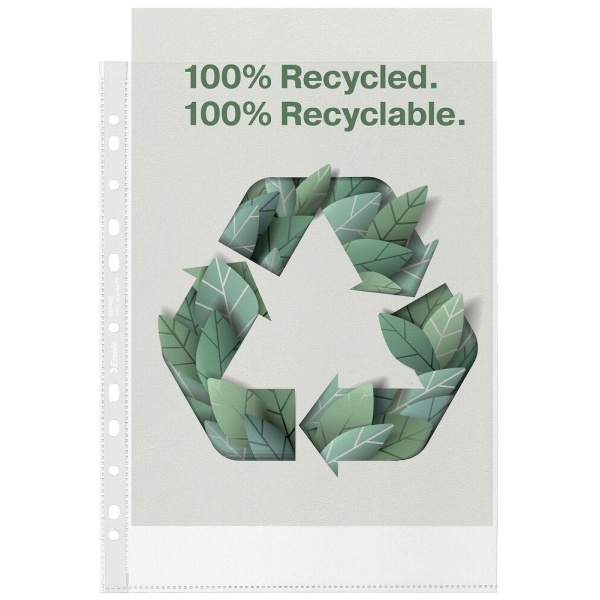 Plastficka ESSELTE recycled A4 0,07 präglad 100/FP