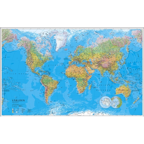 Världskarta 1:30milj 137x85cm
