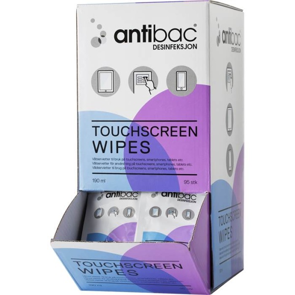 Rengöringsduk Antibac Touchscreen wipes singelpack, 95 st/fp