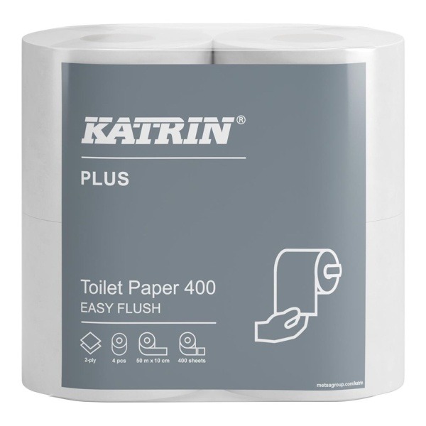Toalettpapper Katrin EasyFlush 400 2 lag Vit 50m, 20 st/fp