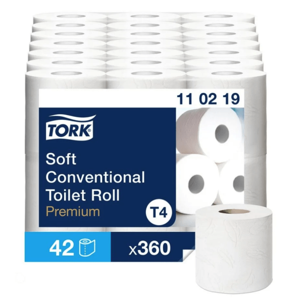 Toalettpapper TORK T4 Premium 2-lag vit 50,4m, 42 rl/bal