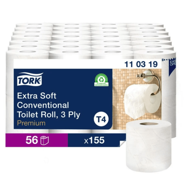 Toalettpapper Tork T4 Premium 3-lag vit, 56 rl/bal