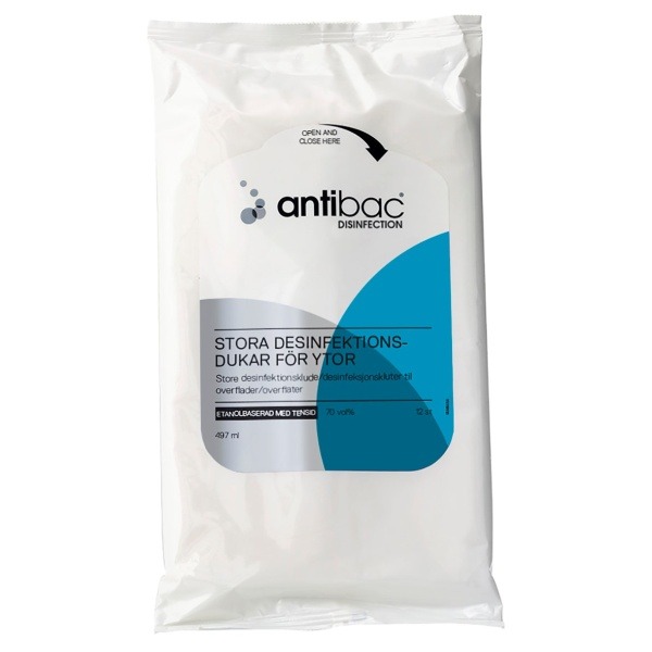 Ytdesinfektion Antibac Servetter tensid 240x400mm, 12 st/fp