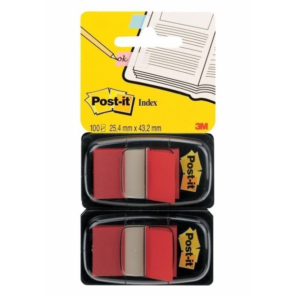 Märkflik Post-it Index 680 röd 2-pack