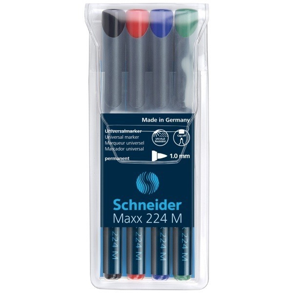 Overheadpenna Schneider 225 icke permanent 4-pack 4 färger medium