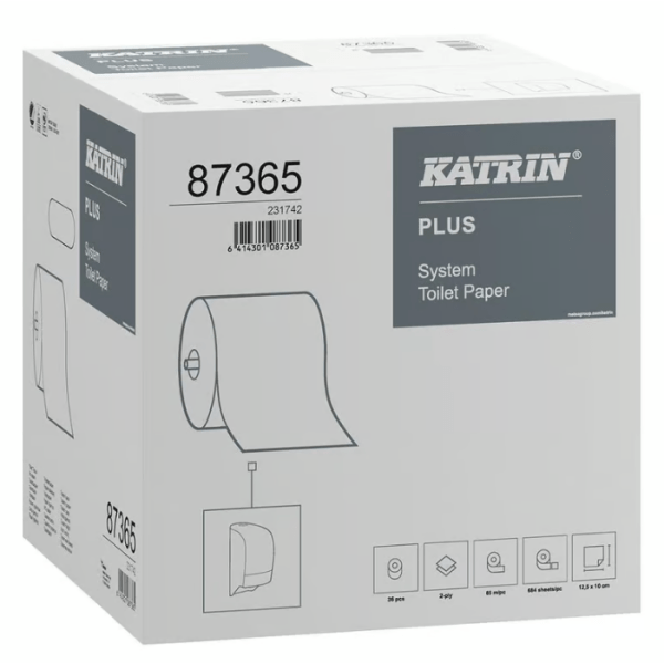 Toalettpapper Katrin System Plus 2-lg Vit 88,5m, 36 rl/fp