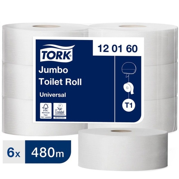 Toalettpapper Tork T1 Jumbo Universal 1-lg Natur 480m, 6 st/bal