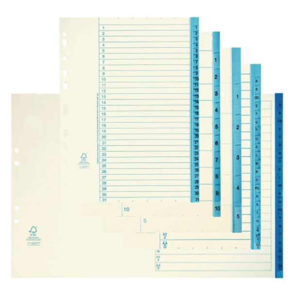 Pärmregister papper 1-31 A4, 10 st/fp