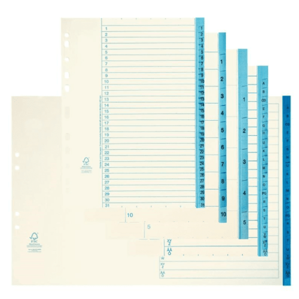 Pärmregister papper 1-5 A4, 20 st/fp