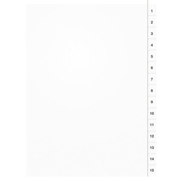 Pärmregister plast 1-15 vit A4, 10 st/fp
