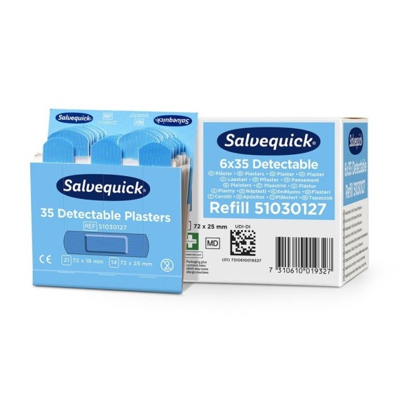 Plåster Salvequick Detectable 6735 35st Blå, 6 st/fp