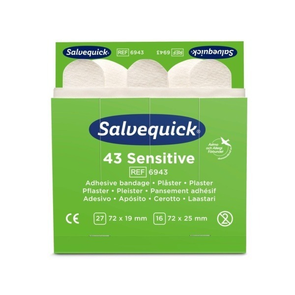 Plåster Salvequick Refill 6943 43st Sensitive, 6 st/fp