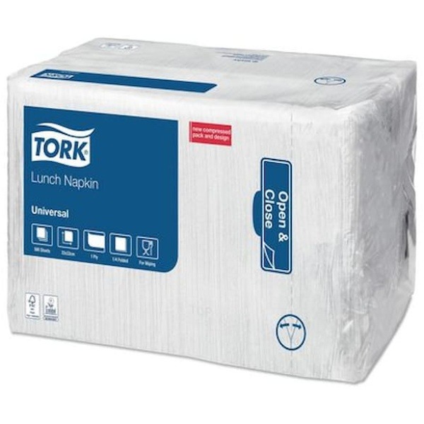 Servett TORK 1/4-vikt 1-lag vit 500/fp