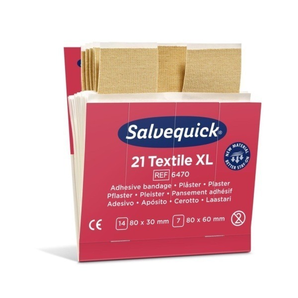 Textilplåster Salvequick Refill 6470 Extra stora, 6x21 st/fp