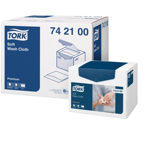 Tvättlapp Tork Premium 1-lg Vit 30x19cm, 1080 st/krt