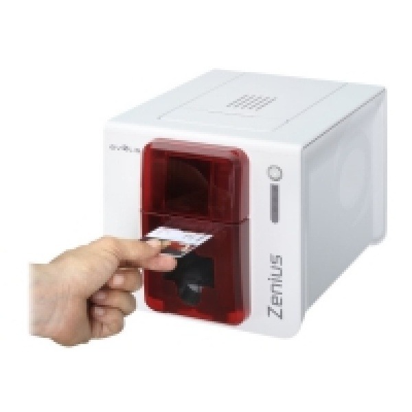 Evolis Zenius Classic line - Plastkortsskrivare - färg - färgsublimering/termisk överföring - CR-80 Card (85.6 x 54 mm) - upp till 500 kort per timma (mono)/ upp till 150 kort per timma (färg) - kapacitet: 50 kort - USB - röd