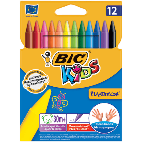 Plastkritor Bic Plastidecor trekantig, 12/fp