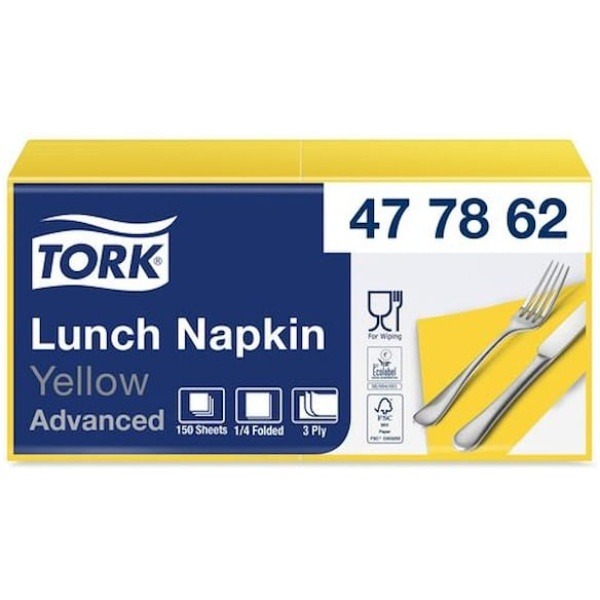 Servett TORK Lunch 3-lags gul 150/fp