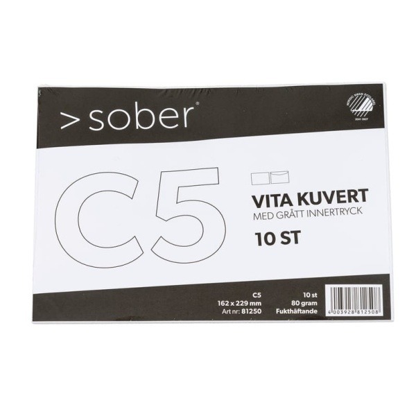 Kuvert C5 vita, 10 st/fp