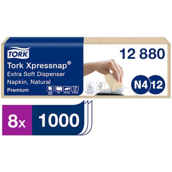 Servett för TORK Xpressnap N4, natur, 1000/FP