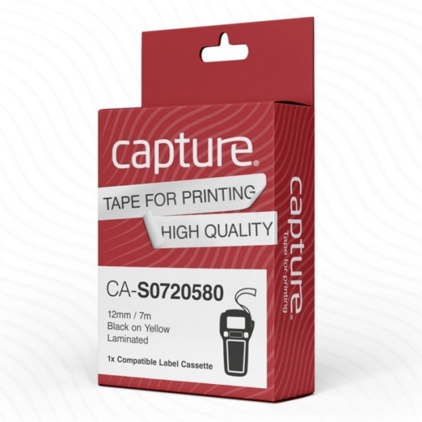 Capture Märktejp för Dymo Labelmanager Svart på gul 12 mm x 7 m