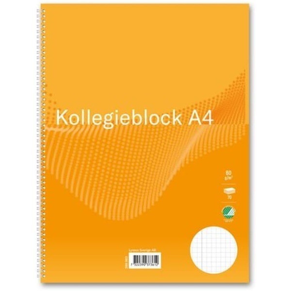 Kollegieblock FW A4 60g 70bl rut gul 5st