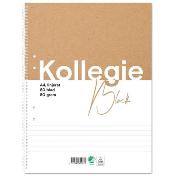 Kollegieblock FW A4 80g 80bl linj 5st