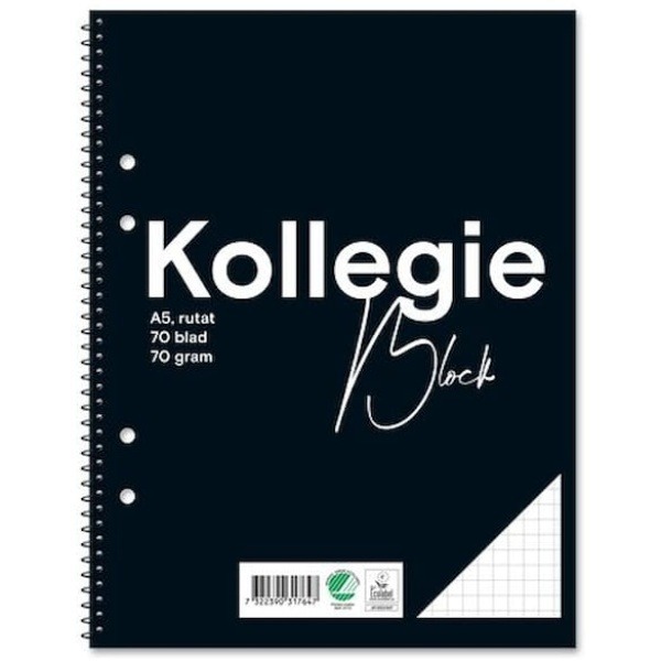 Kollegieblock FW A5 70g 70bl rut h 5st