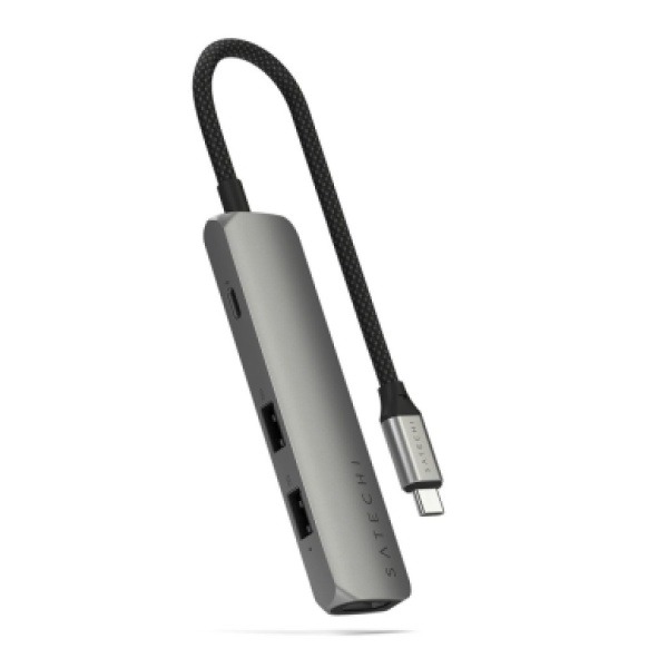 Satechi 4-i-1 USB-C Slim Multiport Adapter 4K - rymdgrå
