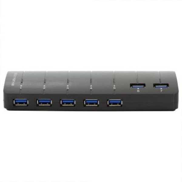DELTACO USB 3.0 hubb, 7xTyp A ho, nätadapter, svart