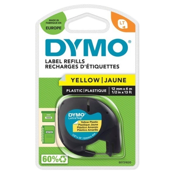 Dymo Letratag Märktejp av plast 12 mm