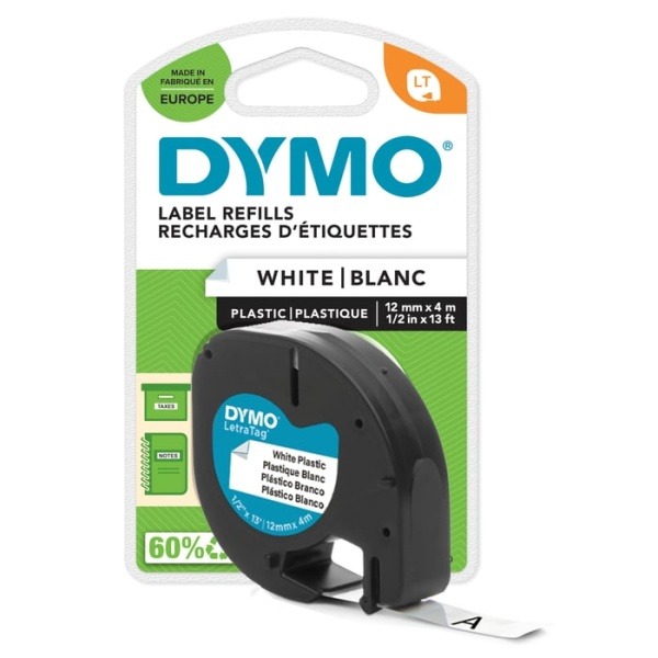 Dymo Letratag Märktejp av plast 12 mm