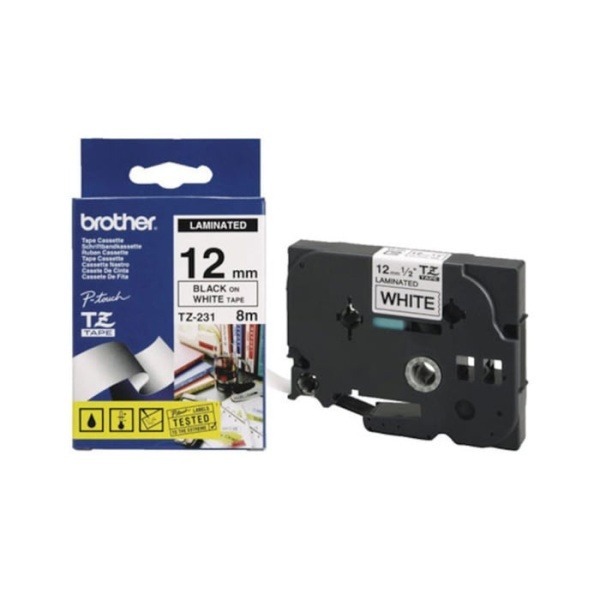 Brother TZe-tejp 12 mm 8 meter Svart på vitt