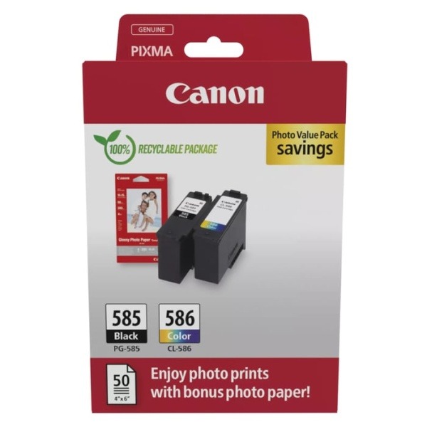 Canon PG-585/CL-586 värdepaket med bläckpatroner och fotopapper